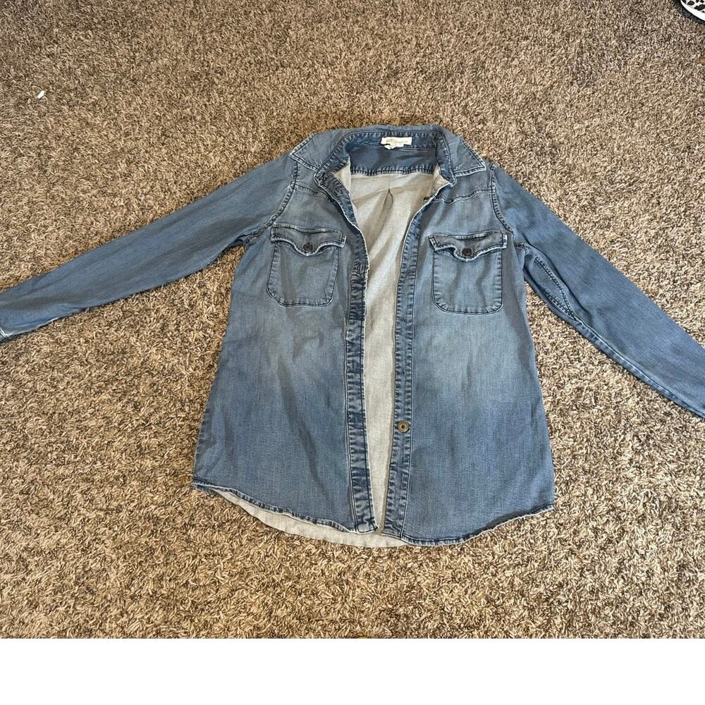 BCBGeneration Light Wash Denim Button-Up Shirt - Size S